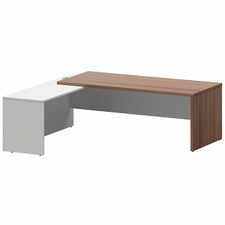 Кортез КZР-22 L/R Стол руководителя с приставкой лев/пр 2200х2000х750 Темный шимо/Белый