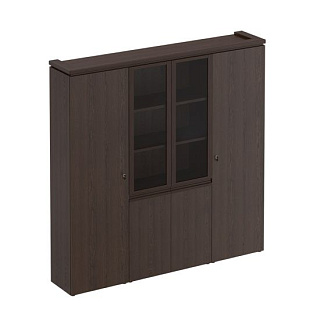 Mark МК 377 Шкаф комбинированный узкий со стеклом для одежды (210x40.4x210)  Дуб валенсия