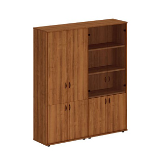 Престиж Исп.52 Шкаф комбинированный высокий (закрытый + стекло) (175x46x203) 20* Темный орех