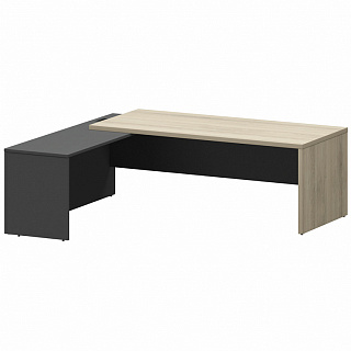 Кортез КZР-22 L/R Стол руководителя с приставкой лев/пр 2200х2000х750 Кронберг/Графит