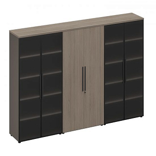 U.rus РС 335 ДЧ/ЛС Шкаф комбинированный с высокими дверьми (стекло-одежда-стекло) (271x46x198) Дуб в