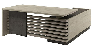 Vestar Z-218 л Стол руководителя с опорной тумбой 1800x900/2030x750 Дуб Галифакс/Бетон Чикаго