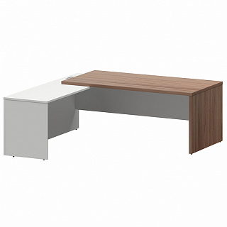 Кортез КZР-20 L/R Стол руководителя с приставкой лев/пр 2000х2000х750 Темный шимо/Белый