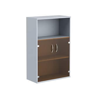 Imago СТ-2.2 Шкаф с малыми стеклянными дверьми 770х365х1200 Металлик