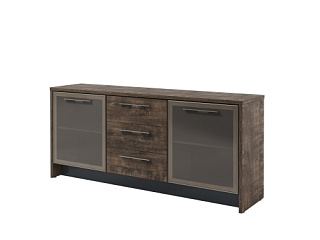 Торстон Т-13-05 Тумба с 2 дверьми и 3 ящиками 2200*520*970 Дуб Бунратти/Антрацит 