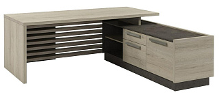 Vestar Z-220 пр Стол руководителя с опорной тумбой 2000x900/2030x750 Дуб Галифакс/Бетон Чикаго