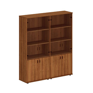 Престиж Исп.53 Шкаф комбинированный высокий (стекло + стекло) (175x46x203) Темный орех