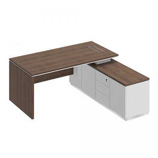 CITY СИ 107 Стол руководителя на опорной тумбе (левый/правый) 180x180x75 Дуб гладстоун / белый