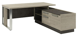 Vestar Z-418 пр Стол руководителя с опорной тумбой 1800*2030*750 Дуб Галифакс/Бетон Чикаго