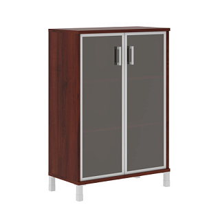 Born B 420.7 Шкаф средний со стеклянными дверьми в AL рамке 900х450х1286 Бургунди