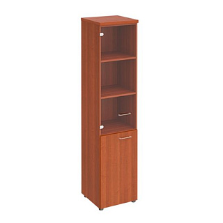 Патриот ПТ 986 Шкаф для документов узкий со стеклянной прозрачной дверью (46x46x197) Миланский орех