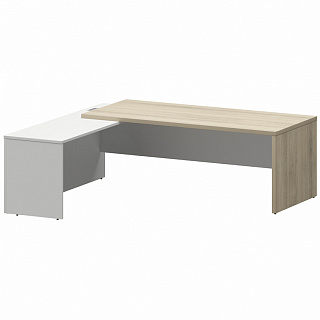 Кортез КZР-22 L/R Стол руководителя с приставкой лев/пр 2200х2000х750 Кронберг/Белый