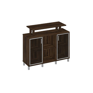 Борн В 801-512 Стеллаж низкий с надстройкой и стеклянными дверками (142.6x45x116) Дуб ристретто