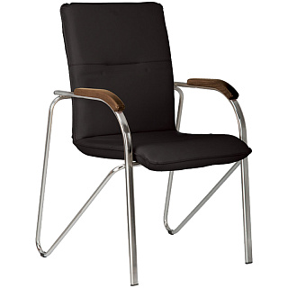 Стул для посетителей Samba chrome черный дерево орех