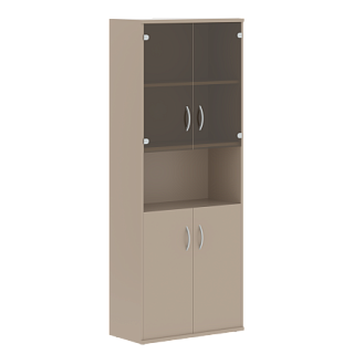 Imago СТ-1.4 Шкаф комбинированный малыми стекл. и глухими дверьми 770х365х1975 Мокачино