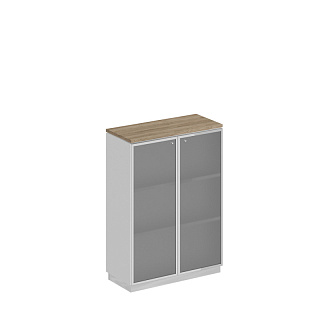 City СИ 319 ДС БП ХР Шкаф для документов средний стекло в рамке (90x40x124.6)