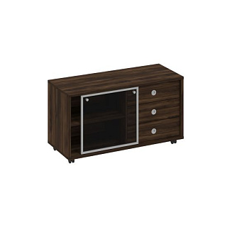 Борн В 202-552 Тумба выкатная 3 ящика без замка стеклянная дверь-купе (120.2x50x66) Дуб ристретто